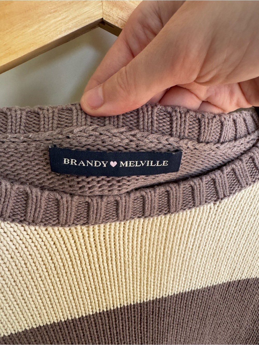 Brandy Melville Brianna Sweater - Purple and Cream - Picture 2 of 2